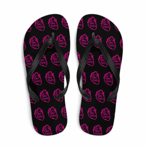 Raw Heart Hedonism Edition Black Flip Flops