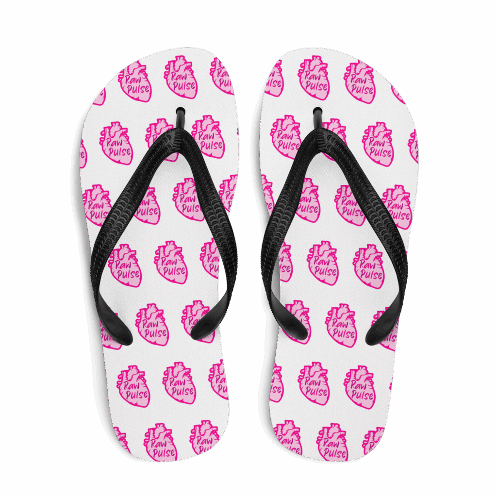 Raw Heart Hedonism Edition White Flip Flops